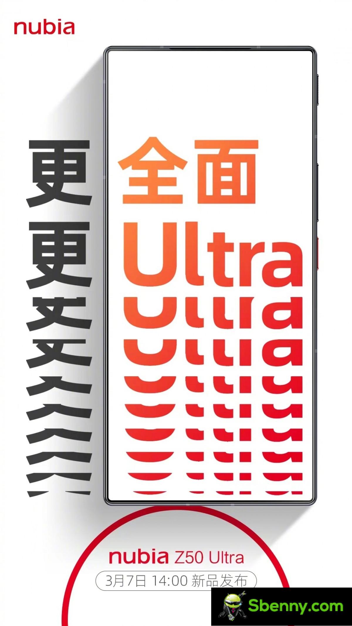 ZTE will launch the nubia Z50 Ultra with under-display camera on March 7