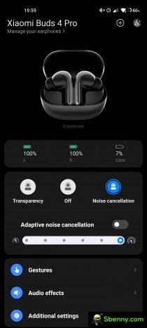 Screenshot from Xiaomi Earbuds app