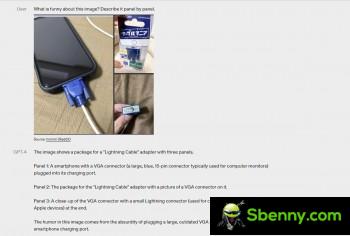 GPT-4 explains what's funny about a lightning cable shaped like a VGA cable
