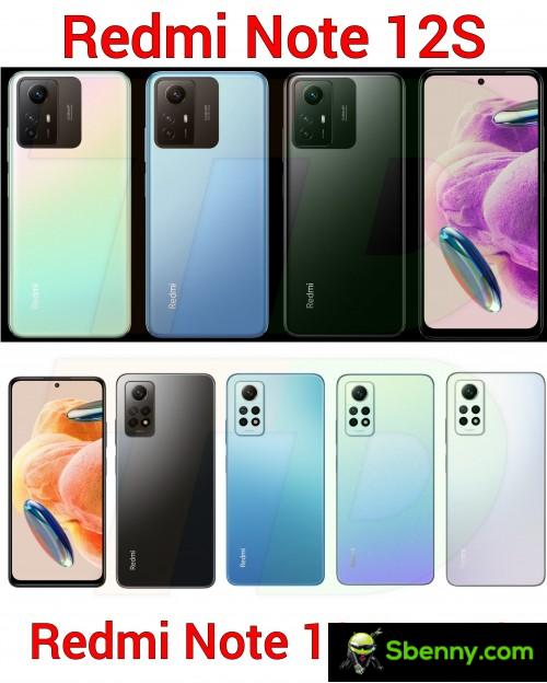Renderings of Redmi Note 12S and Note 12 Pro 4G