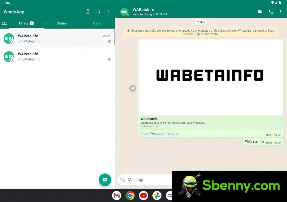 WhatsApp for Android is getting a dual-pane view for tablets