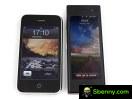 An iPhone and BL40 New Chocolate side by side