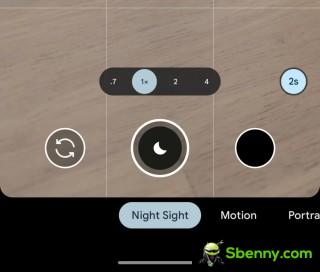 New Night Sight mode exposure toggle