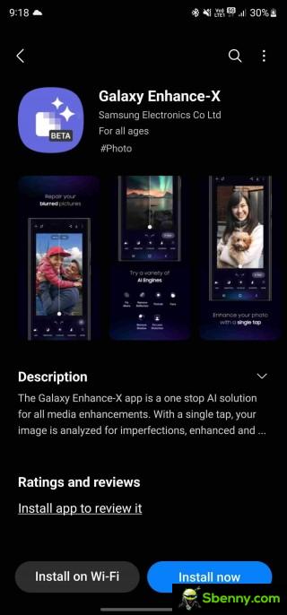 Samsung Galaxy Enhance-X app on the Galaxy Store
