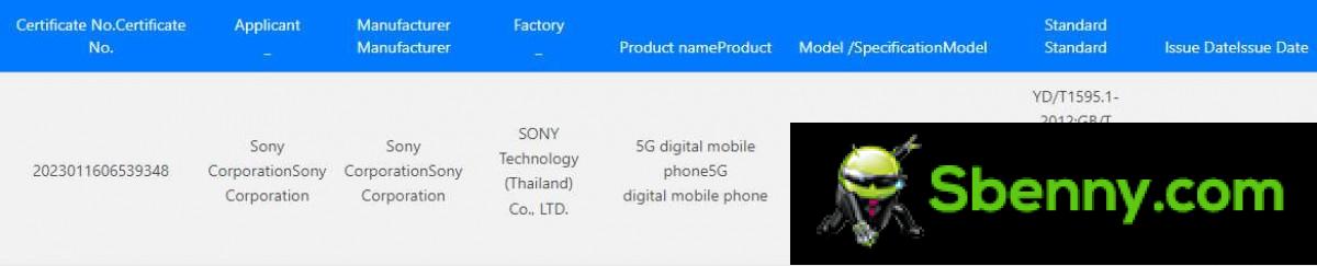 Sony's Xperia 5V shows up on the 3C with 33W charging