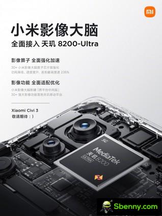 Xiaomi Civi 3 will debut with the Dimensity 8200 Ultra chipset