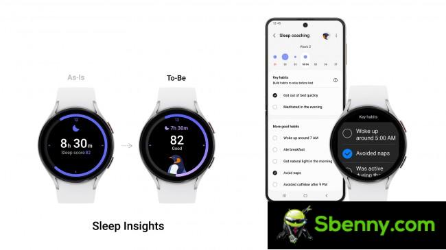 Sleep Insights and Sleep Coacing on a UI 5 clock