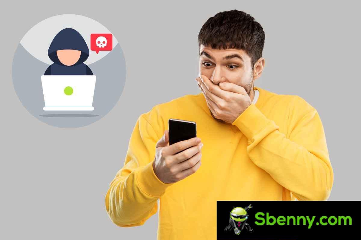 Icon of a hacker and surprised boy with phone in hand