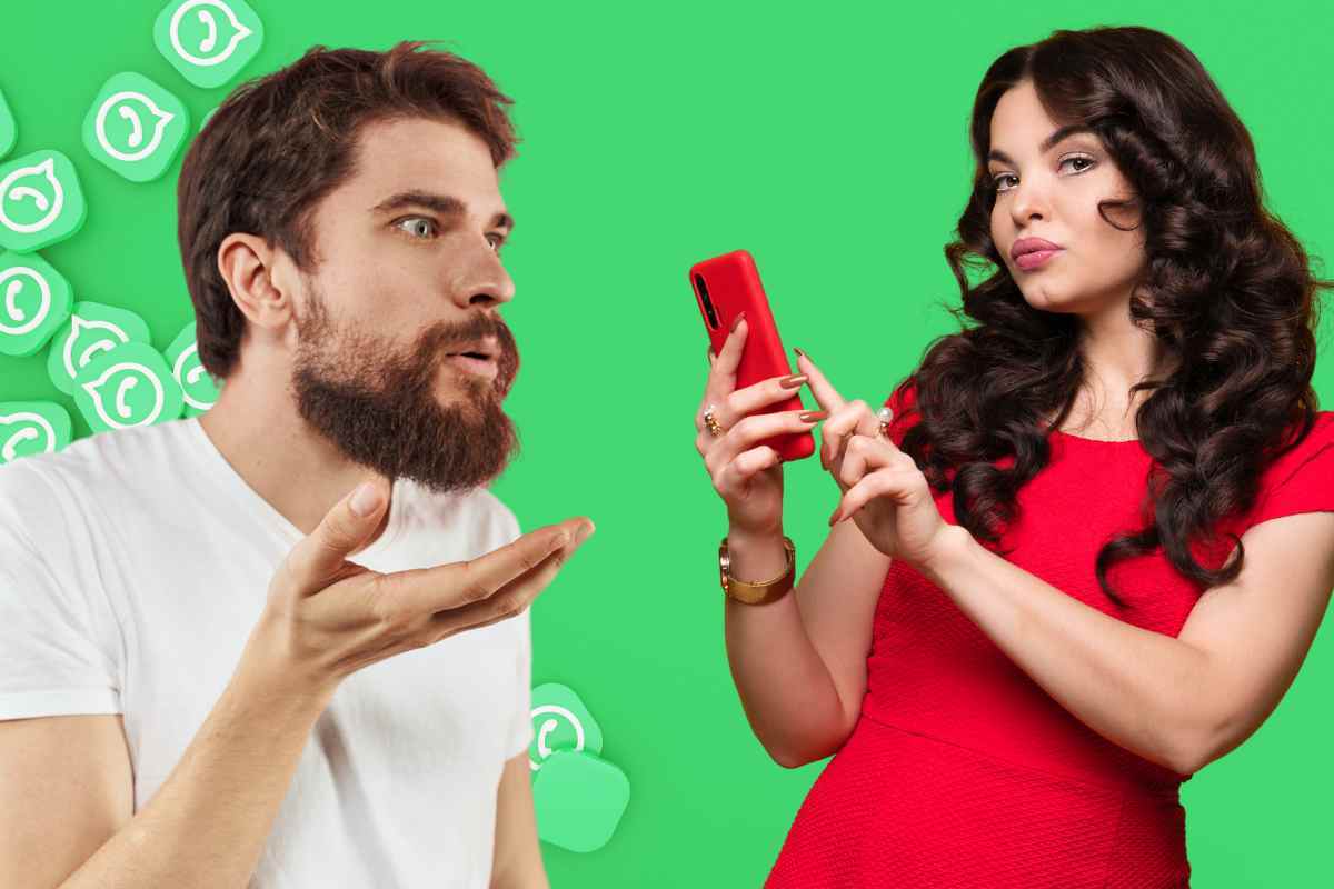 Whatsapp icons with two boys: she is holding the phone and he looks at her in disbelief