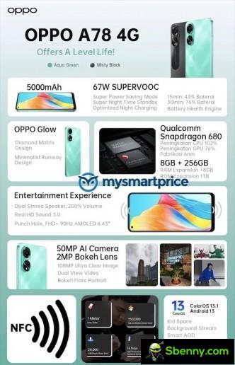 Main specifications of the Oppo A78 4G