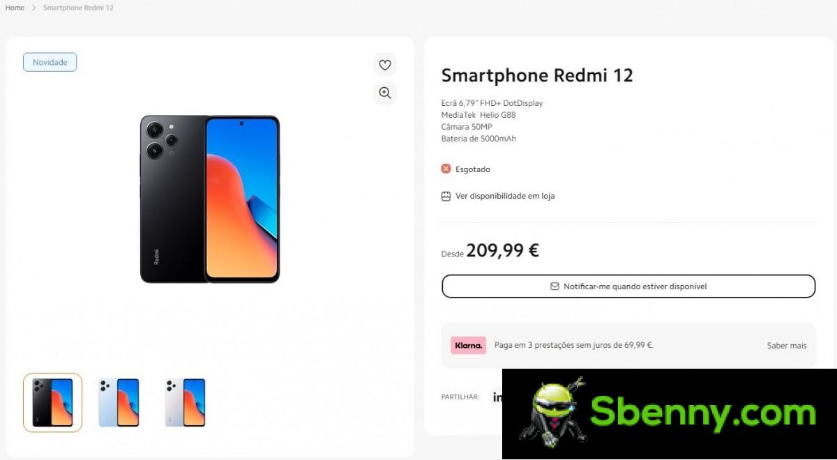 Redmi 12 on the Xiaomi Portugal website