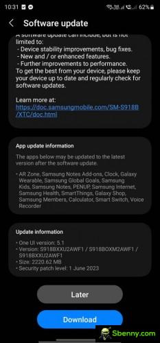 S91xBXXU2AWF1 update changelog