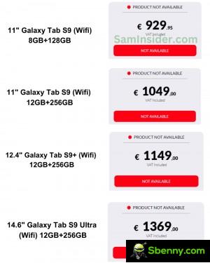 Galaxy Tab S9 family pricing