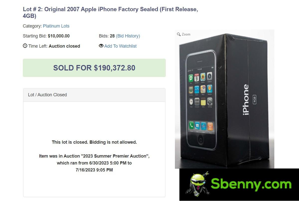 The original iPhone 4GB is auctioned for $190,372