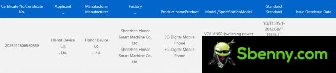 Honor Magic Vs 2 (VCA-AN00) certified on 3C database