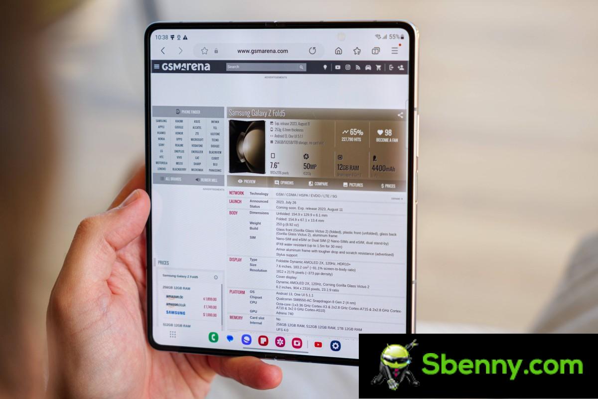 Samsung Galaxy Z Fold5 axis bending test