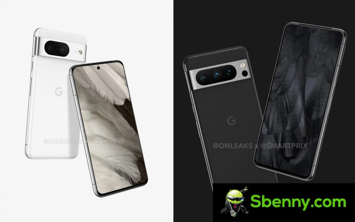 Presumed renders of Pixel 8 and 8 Pro