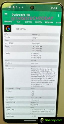 Google Pixel 8 Pro with Device Information HW app