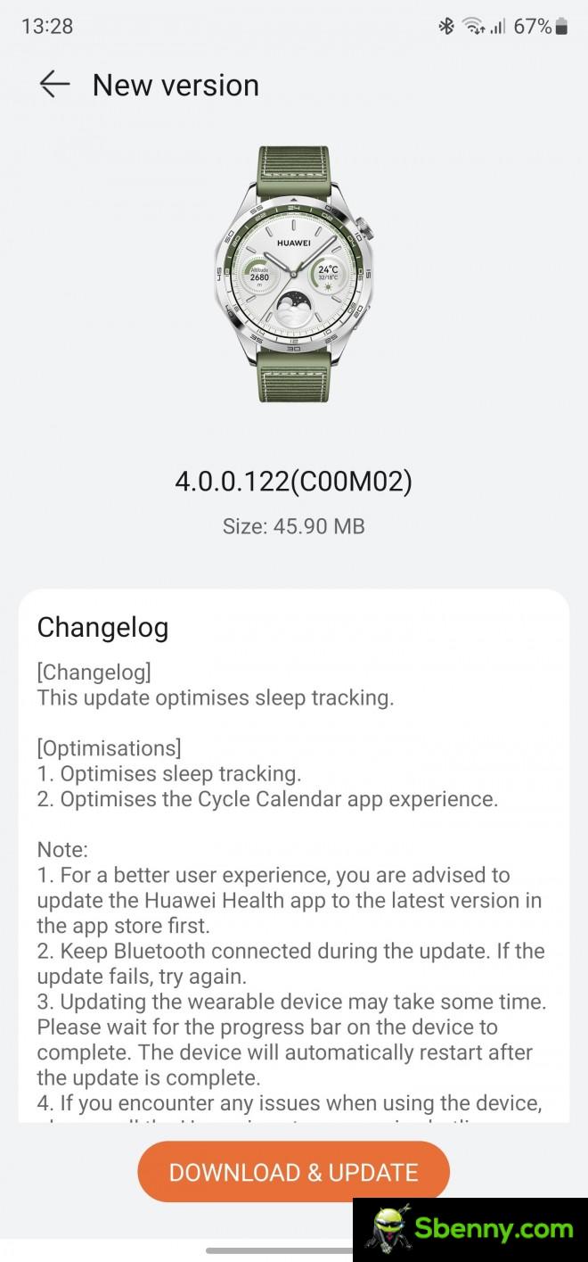 Huawei Watch GT4 changelog