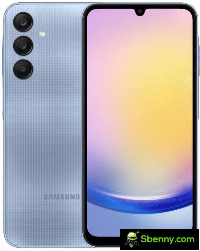 The price and on-sale date of the Samsung Galaxy A25 appear with multiple images