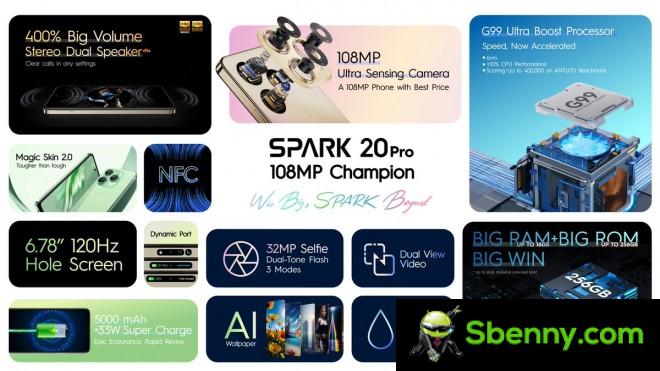 Key specifications of the Tecno Spark 20 Pro