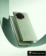 Tecno Spark 20 Pro+, left to right, in Radiant Starstream, Magic Skin 2.0 Green, Temporal Orbits, Lunar Frost
