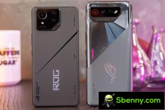 The Asus ROG Phone 8 Pro next to the ROG Phone 7 Ultimate