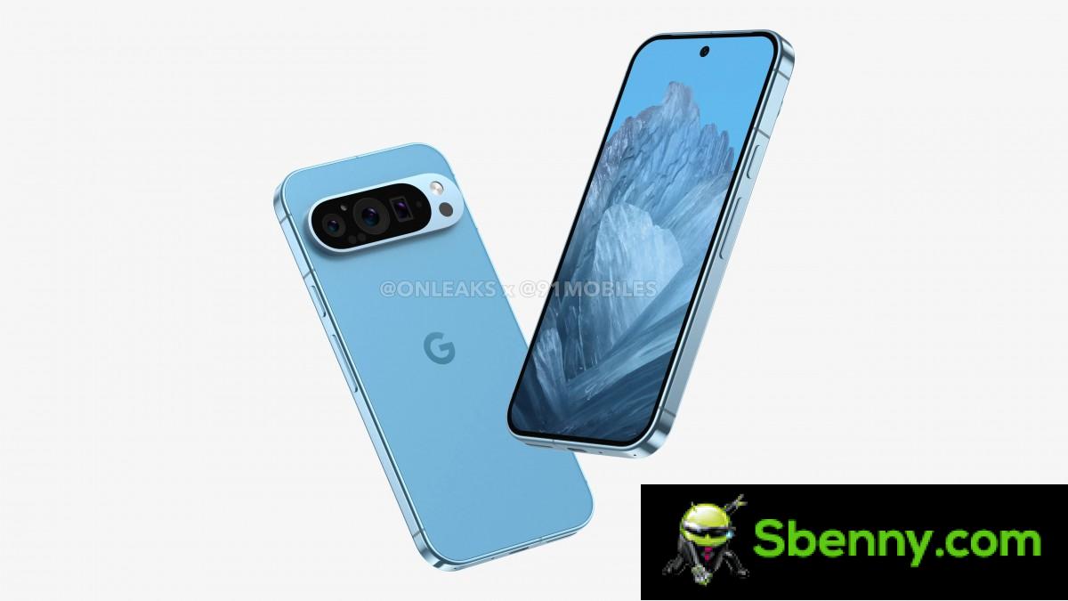 Google Pixel 9 leaks in renders showing three rear cameras, flat sides