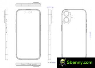 Schematic and rendering of the iPhone 16 design (@MajinBuOfficial x @upintheozone)