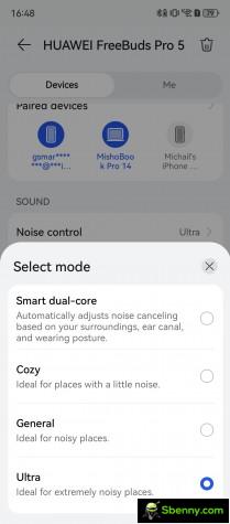 Huawei AI Life app, ANC controls and awareness mode